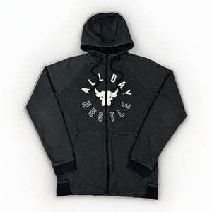 Under Armour Project Rock Hoodie Mens M All Day Hustle‎ Bull Logo Full Zip